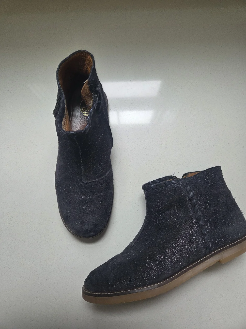 Pom D'Api Black Sparkle Ankle Boots for Kids